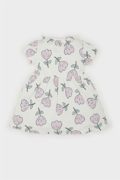 Robe courte fleurie à manches courtes pour bébé fille