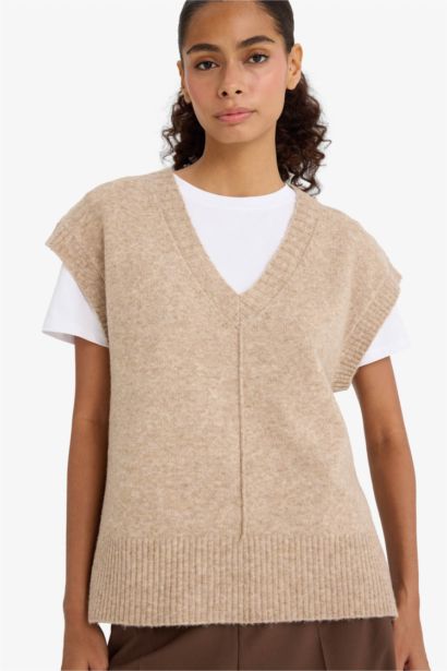 қалыпты пішім v жаға трикотаж Жилет