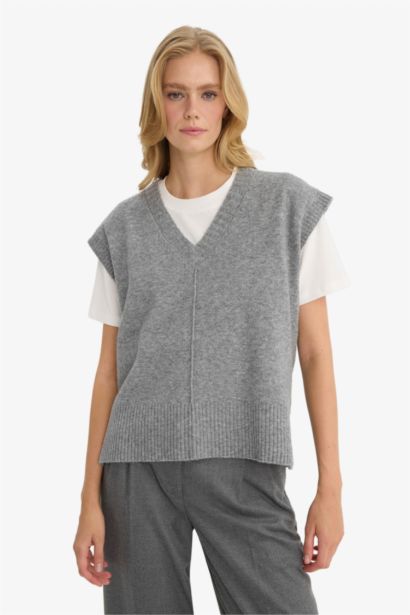 қалыпты пішім v жаға трикотаж Жилет