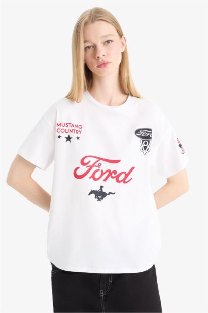 %100 Pamuk Ford Motor Company Oversıze Sırt Baskılı Tişört