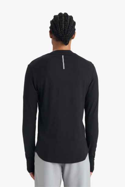 Slim Fit Dar Kesim Dik Yaka Sporcu Uzun Kollu Body