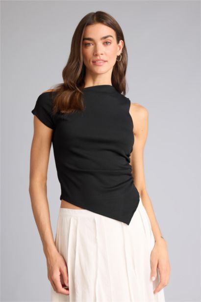 Slim Fit Ribana One Shoulder Tank Top