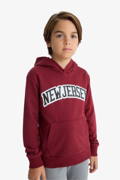 2'li Takım Baskılı Kapüşonlu Sweatshirt Eşofman Altı Erkek Çocuk