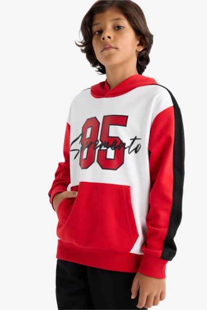 2'li Takım Kapüşonlu Baskılı Sweatshirt Eşofman Altı Erkek Çocuk