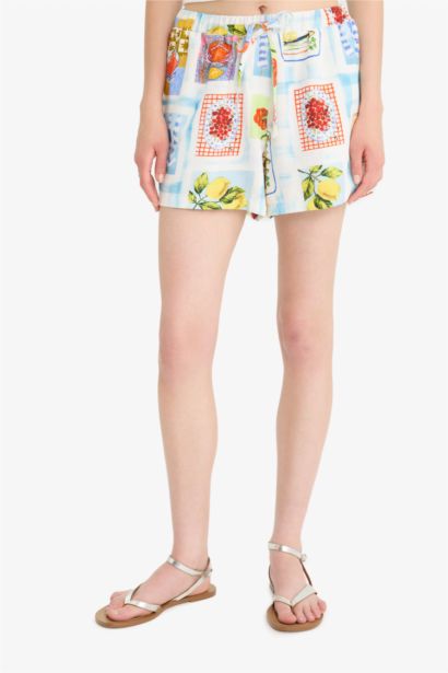 A Cut Printed Normal Waist Short Leg Shorts