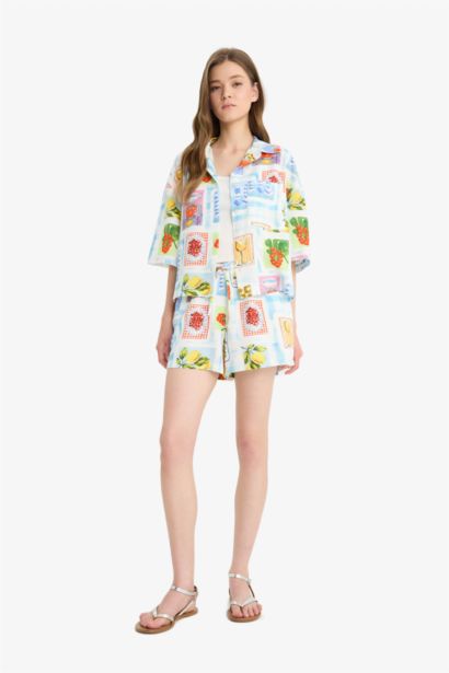 A Cut Printed Normal Waist Short Leg Shorts