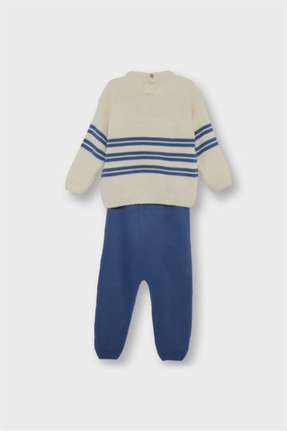 Baby Boy 2 piece Regular Fit Stripped Knit Pullover and Pants Set