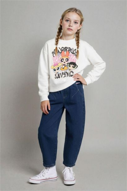 Girl Balloon Fit Wide Leg Jeans
