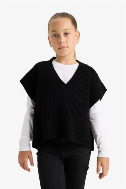 بلوفر بدون أكمام تريكو اوفر سايز