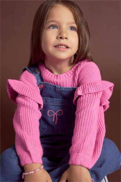 Pull en tricot à col rond pour bébé fille