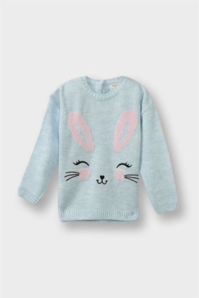 Baby Girl Regular Fit Animal Crew Neck Pullover
