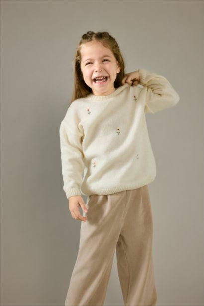 Baby Girl Regular Fit Crew Neck Animal Print Pullover