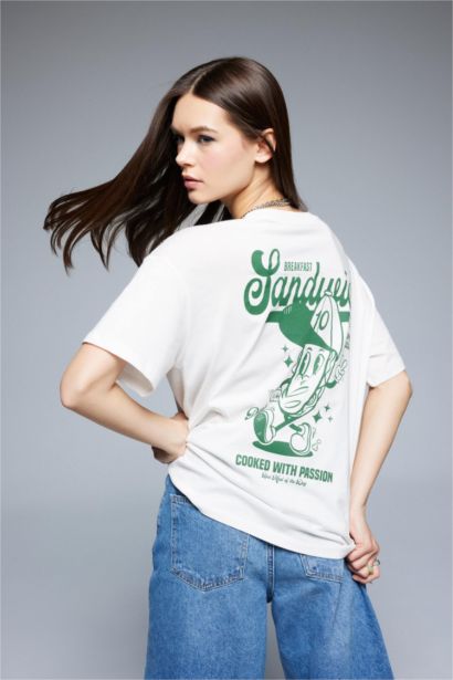 Oversize Fit Crew Neck Back Printed T-Shirt