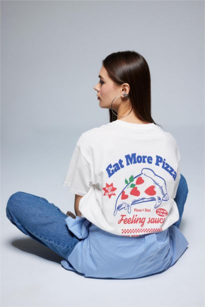 Oversize Fit Crew Neck Back Printed T-Shirt