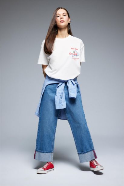 Oversize Fit Crew Neck Back Printed T-Shirt