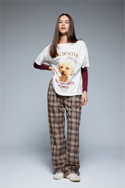 Oversize Fit Crew Neck Printed Short Sleeve T-Shirt