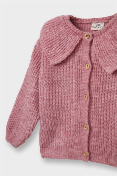 Baby Girl Large Collar Knit Cardigan