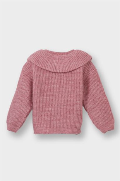 Baby Girl Large Collar Knit Cardigan