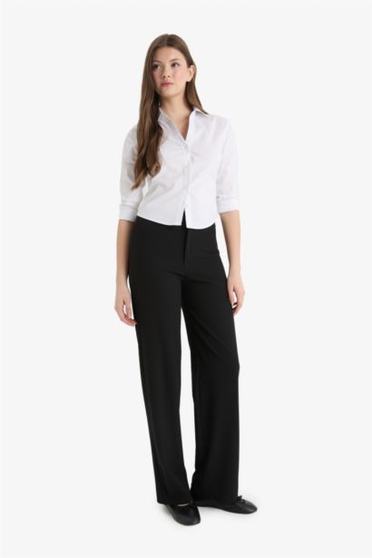 Wide Leg Normal Waist Standard Length Trousers
