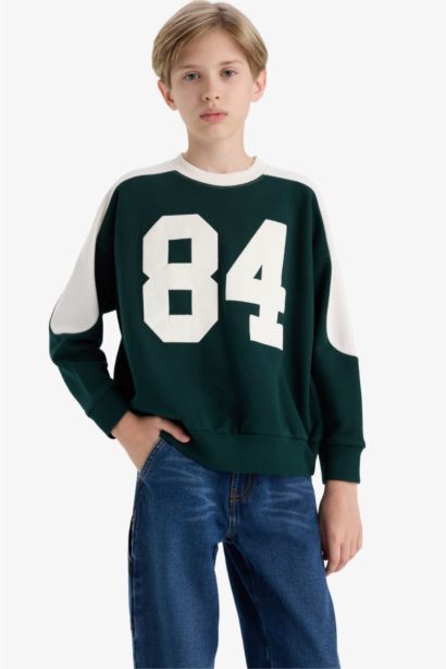 Boy Oversize Fit Crew Neck Printed Sweatshirt