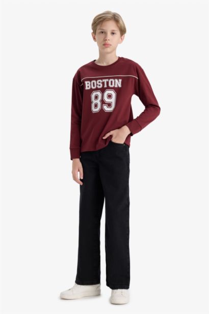 T-shirt imprimé à manches longues et col rond pour garçon