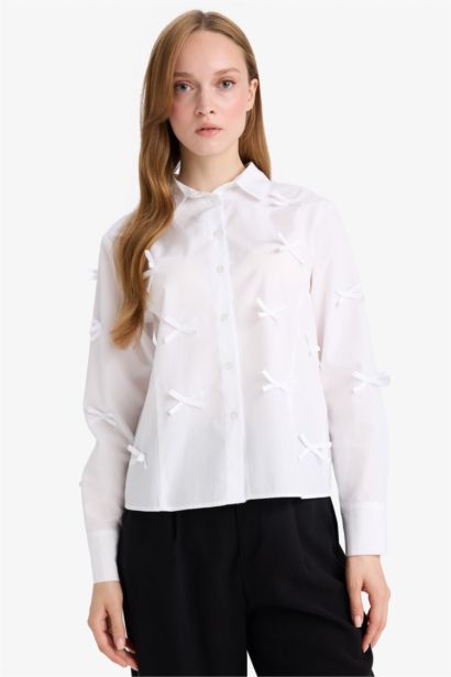 قميض طويل بوبلين قصة عادية