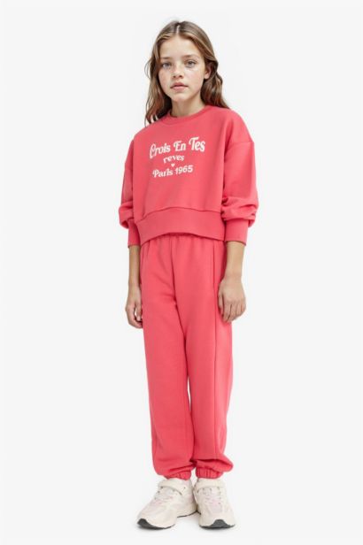 Girl Printed Sweatshirt Sweatpants 2 Piece Set