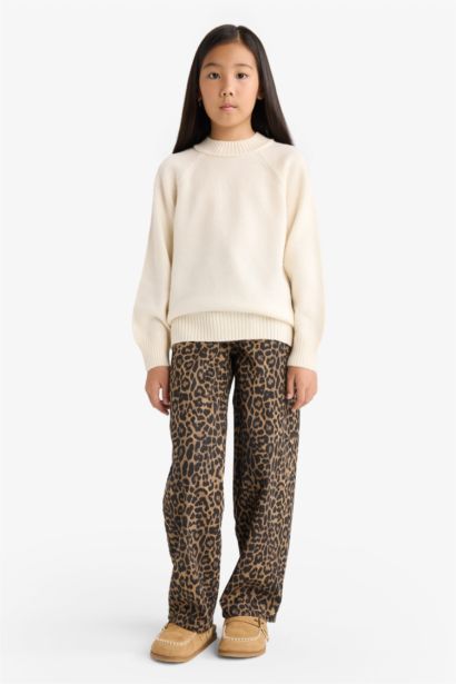 بلوفر قصة عادية بياقة مستديرة