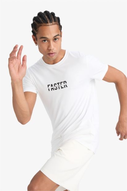 DeFactoFit Slim Fit Printed Sports Short Sleeve T-Shirt