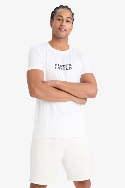 DeFactoFit Slim Fit Printed Sports Short Sleeve T-Shirt