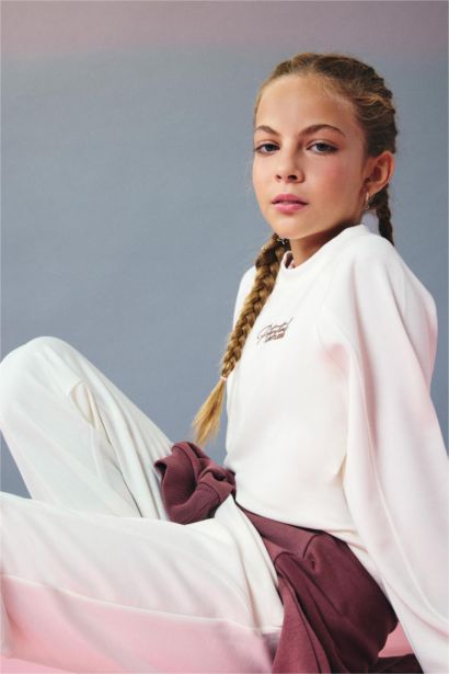 Sweatshirt en modal imprimé à col rond Coupe décontractée pour fille