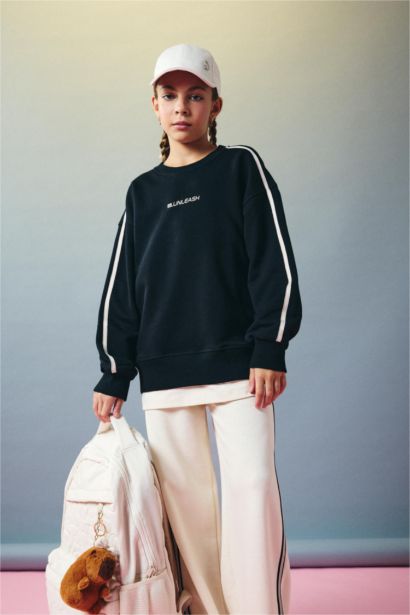 Sweatshirt oversize à col rond imprimé pour fille