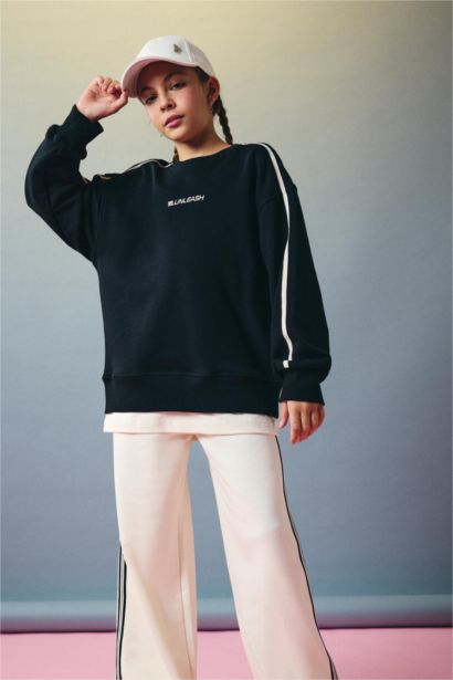 Sweatshirt oversize à col rond imprimé pour fille