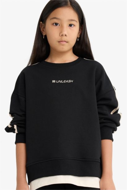 Sweatshirt oversize à col rond imprimé pour fille