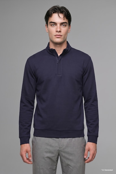 Regular Fıt Yarım Fermuarlı Sweatshirt