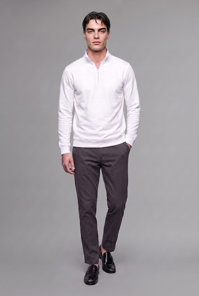 Regular Fıt Yarım Fermuarlı Sweatshirt
