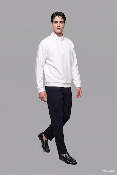 Regular Fıt Yarım Fermuarlı Sweatshirt
