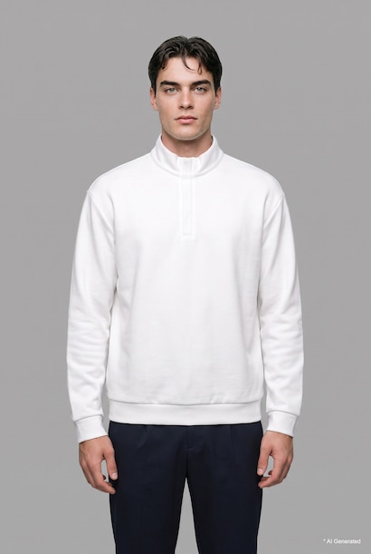 Regular Fıt Yarım Fermuarlı Sweatshirt
