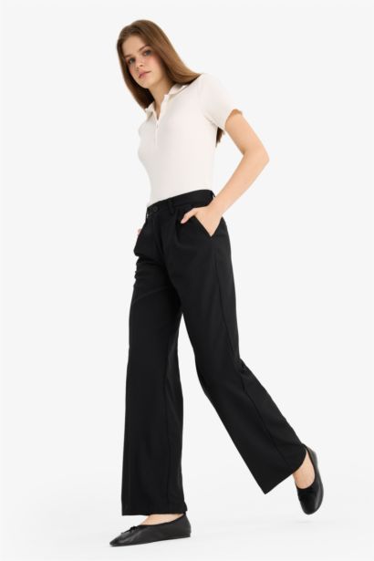 Normal Waist Wide Leg Trousers