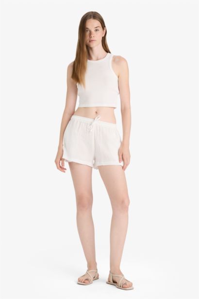 %100 Pamuk A Kesim Normal Bel Müslin Şort