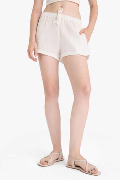 %100 Pamuk A Kesim Normal Bel Müslin Şort