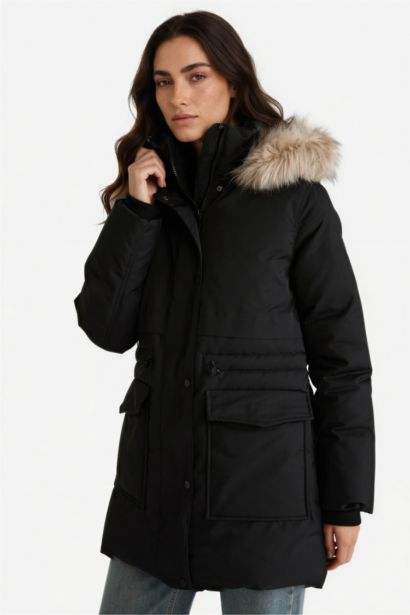 Su Geçirmez Relax Fıt Kapüşonlu Parka