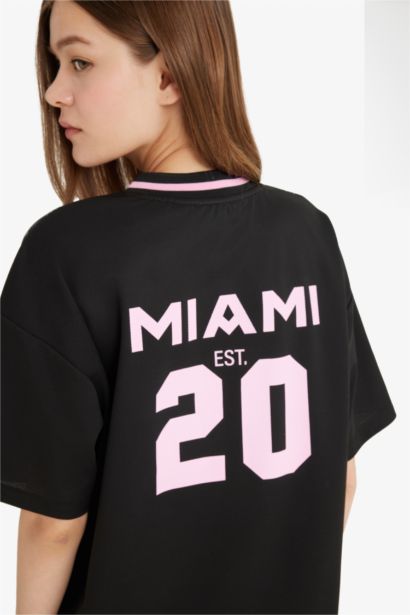 MLS Oversize Geniş Kalıp Sırt Baskılı Jakarlı Forma Kumaşı Kısa Kollu Tişört