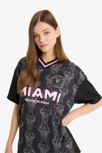 MLS Oversize Geniş Kalıp Sırt Baskılı Jakarlı Forma Kumaşı Kısa Kollu Tişört