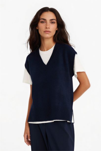 Regular Fit V Yaka Triko Süveter