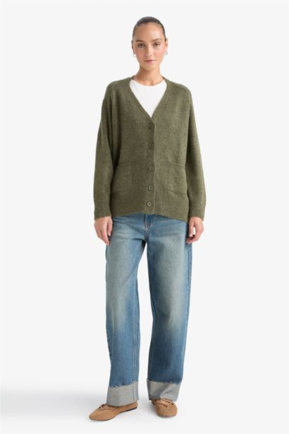 كارديجان اوفر سايز بياقة V ملمس ناعم