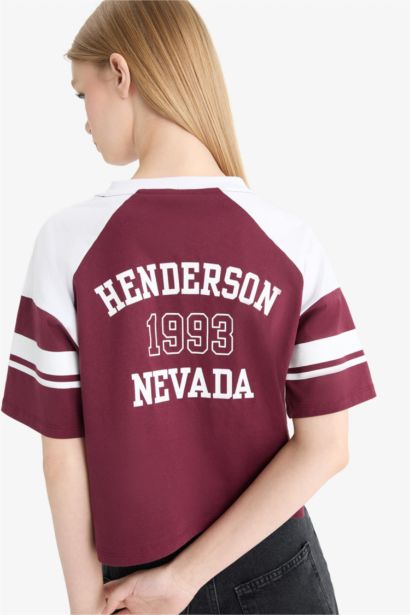 Loose Fit Bisiklet Yaka Sırt Baskılı Kısa Kollu Tişört