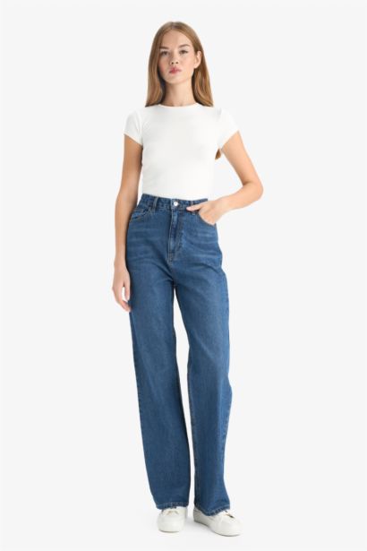 90's Wide Leg High Waist Long Jeans