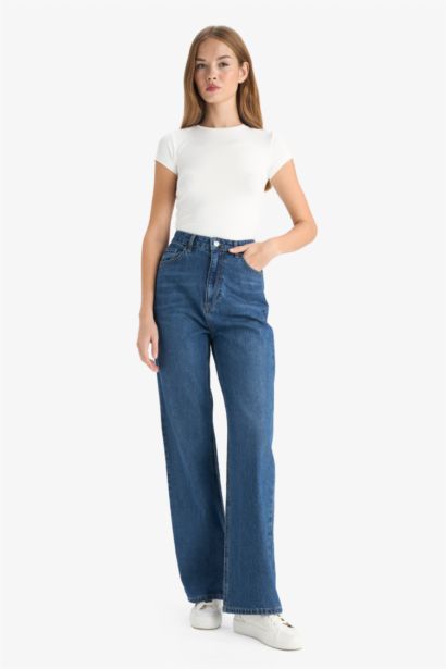 90's Wide Leg High Waist Long Jeans