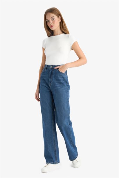 90's Wide Leg High Waist Long Jeans